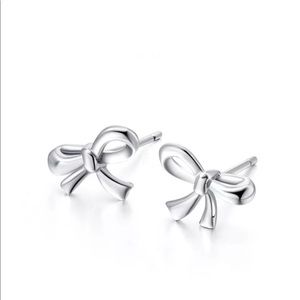 New Sliver Bow Stud Earrings Small Delicate
